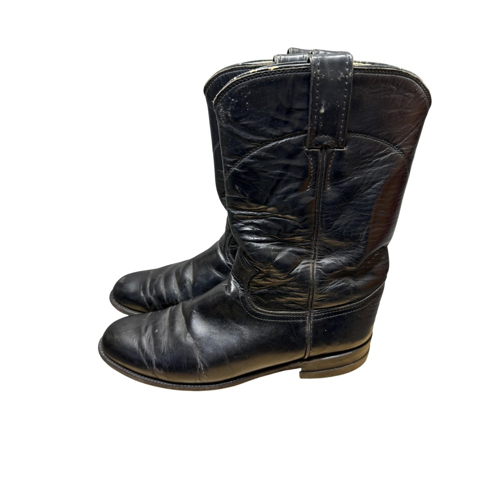 Justin Roper Boots Mens Size 7.5/ Womens 9.5 Black Leather Western USA L2703